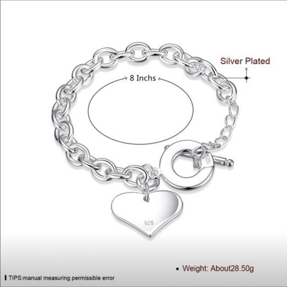 Double heart Silver 8” link bracelet - Picture 3 of 5
